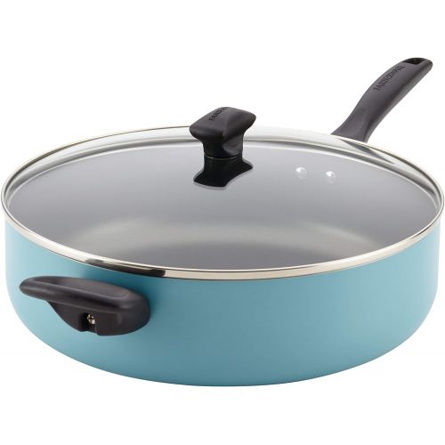  Farberware Dishwasher Safe Nonstick Jumbo Cooker/Saute Pan with Helper Handle - 6 Quart, Blue