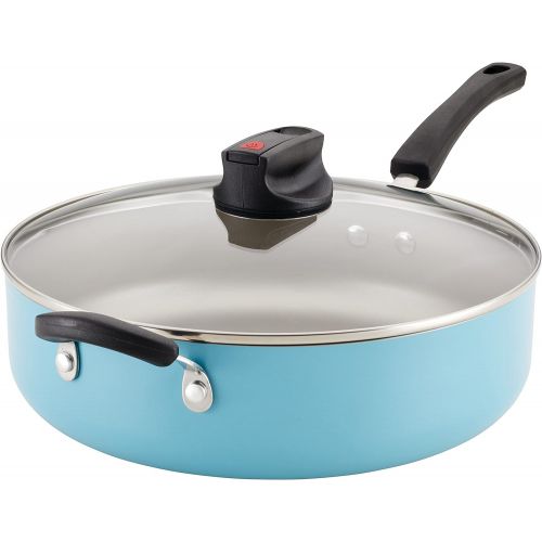  Farberware Smart Control Nonstick Jumbo Cooker/Saute Pan with Lid and Helper Handle, 6 Quart, Aqua