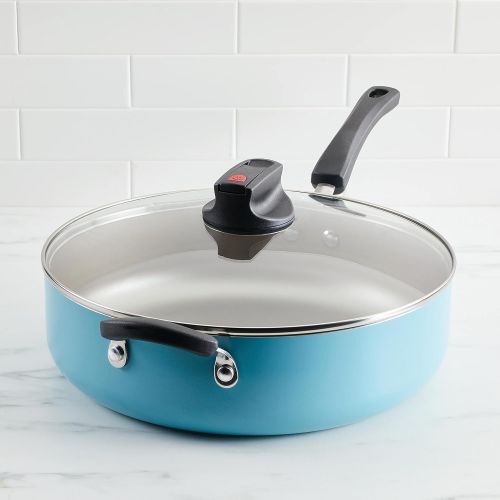  Farberware Smart Control Nonstick Jumbo Cooker/Saute Pan with Lid and Helper Handle, 6 Quart, Aqua