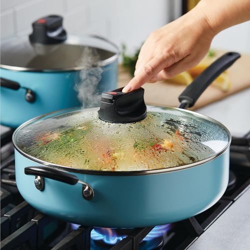  Farberware Smart Control Nonstick Jumbo Cooker/Saute Pan with Lid and Helper Handle, 6 Quart, Aqua