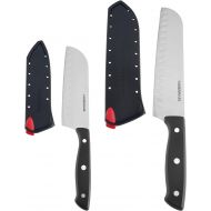 Farberware Edgekeeper Self-Sharpening Triple Riveted Santoku Knife Set, 4-Piece, Black