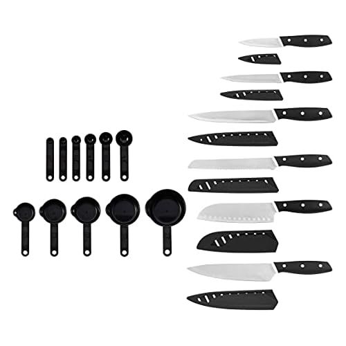  Farberware Triple Riveted Soft Grip Knife Set with Blade Covers and Gadgets, 23 Piece, Black