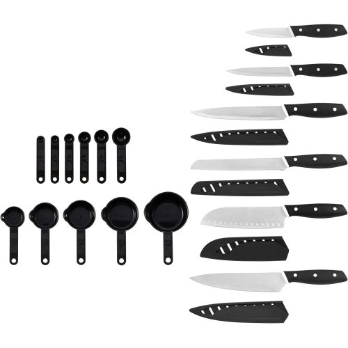  Farberware Triple Riveted Soft Grip Knife Set with Blade Covers and Gadgets, 23 Piece, Black