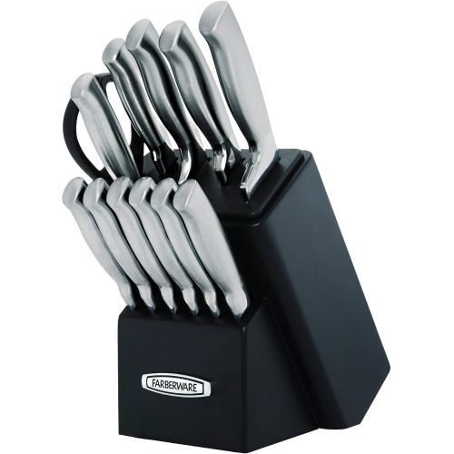  Farberware Self-Sharpening 13-Piece Knife Block Set with EdgeKeeper Technology, Black -