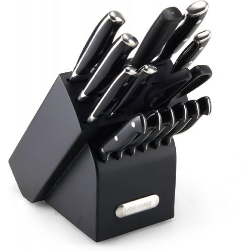  Farberware 15-Piece Forged Triple Riveted Knife Block Set, Black