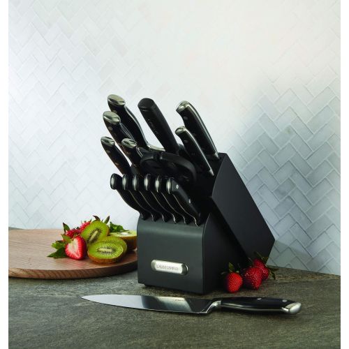  Farberware 15-Piece Forged Triple Riveted Knife Block Set, Black