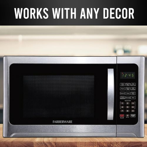  [아마존베스트]Farberware 1.2 Cu. Ft. 1100-Watt Microwave Oven with Grill, Cubic Foot, Black Stainless Steel