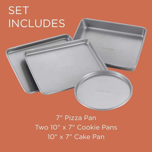  [아마존베스트]Farberware Bakeware Steel Nonstick Toaster Oven Pan Set, 4-Piece Baking Set, Gray