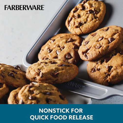  [아마존베스트]Farberware Nonstick Steel Bakeware Set with Cooling Rack, Baking Pan and Cookie Sheet Set with Nonstick Bread Pan and Cooling Grid, 10-Piece Set, Gray