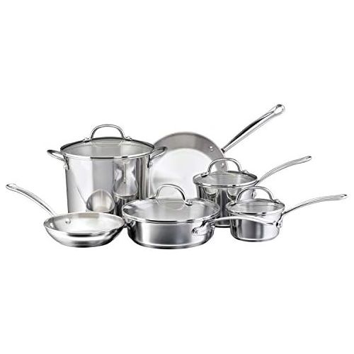  [아마존베스트]Farberware Millennium Stainless Steel Cookware Pots and Pans Set, 10 Piece