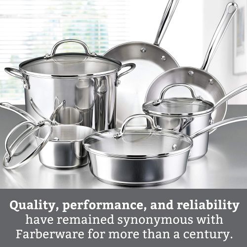  [아마존베스트]Farberware Millennium Stainless Steel Cookware Pots and Pans Set, 10 Piece