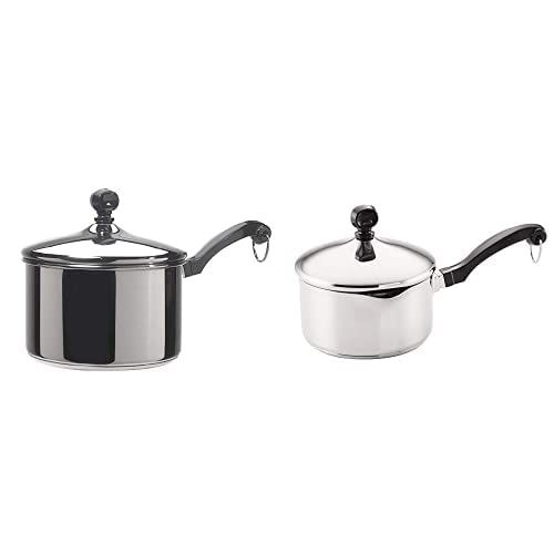  [아마존베스트]Farberware Classic Stainless Steel 2-Quart Covered Saucepan with Farberware Classic Stainless Steel 1-Quart Covered Straining Saucepan