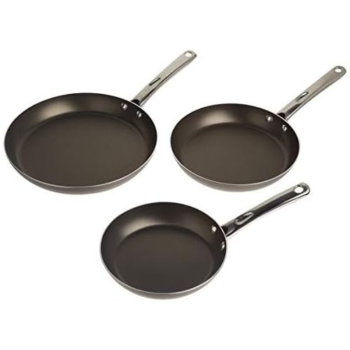  [아마존베스트]Farberware Kitchen Ease Nonstick Fry Pan Skillet Set, 8 Inch, 10 Inch, and 11 Inch, Black