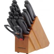 [아마존베스트]Farberware 18-Piece Never Needs Sharpening High-Carbon Stainless Steel Knife Block Set with Non-Slip Handles, Black