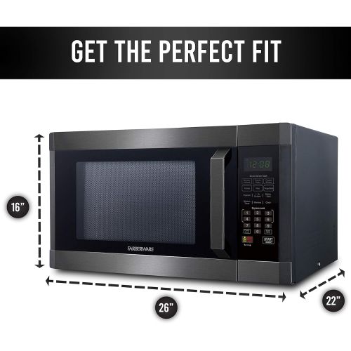  Farberware Black FMO12AHTBSG 1.2-Cubic-Foot 1100-Watt Microwave Oven with Grill Function, Black Stainless Steel