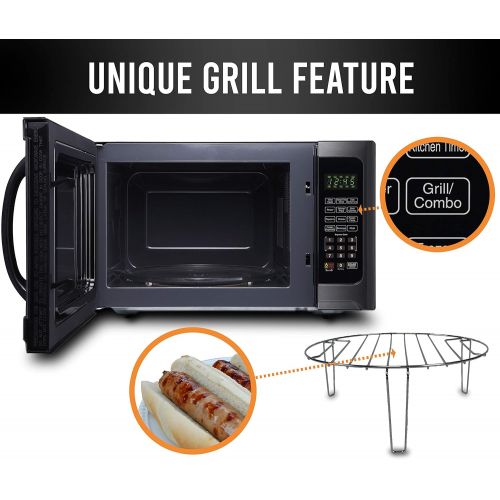  Farberware Black FMO12AHTBSG 1.2-Cubic-Foot 1100-Watt Microwave Oven with Grill Function, Black Stainless Steel