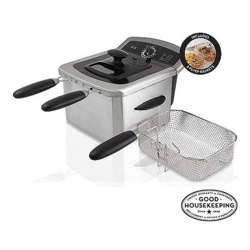  Farberware 4l Dual Deep Fryer, Stainless Steel Includes Two Small Fryer Baskets and One Large Fryer Basket