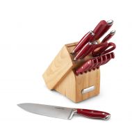 Farberware 5148963 High-Carbon Stainless Steel 15-Piece Forged Triple Riveted Cutlery Set, Red