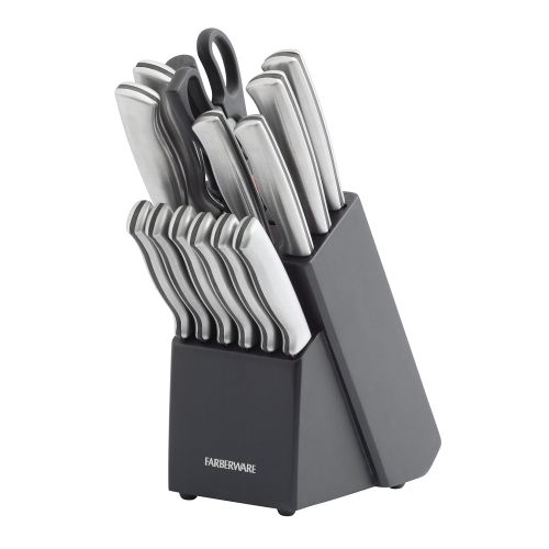  Farberware 15-Piece Stamped Stainless Steel Knife Block Set