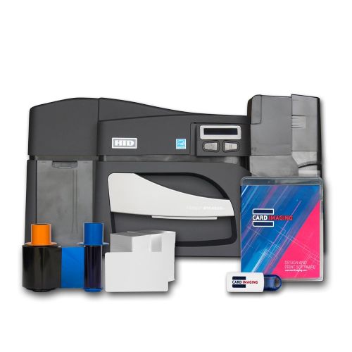  Fargo DTC4500e Dual side ID Card Printer & Supplies Bundle with Card Imaging Software