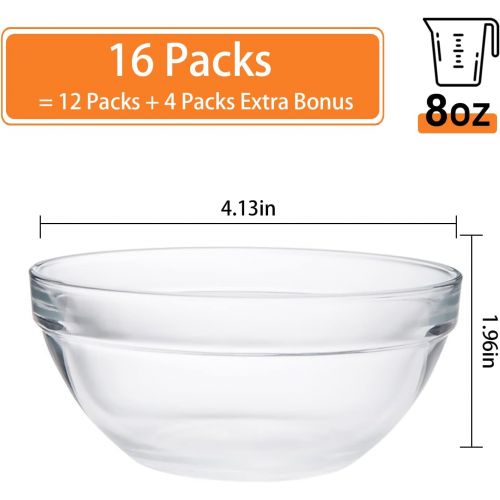  [아마존베스트]15 Pack 4 Inch Glass Ramekins Bowls, Farielyn-X Mini Glass Prep Dessert Bowls Small for Kitchen Prep, Dessert, Dips, and Candy Dishes or Nut Bowls