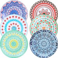 [아마존베스트]Farielyn-X 6 Pack Porcelain Dinner Plates - 10.5 Inch Diameter - Pizza Pasta Serving Plates Dessert Dishes - Microwave, Oven, and Dishwasher Safe, Scratch Resistant - Set of 6