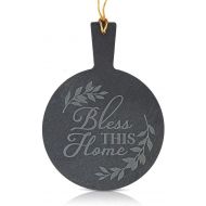 [아마존베스트]Farmlyn Creek Round Slate Cheese Board with Rope, Bless This Home (7.3 In, Black)