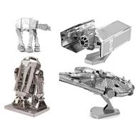 Fascinations Metal Earth 3D Model Kits - Star Wars Set of 4 - Darth Vaders TIE Fighter, R2-D2, AT-AT, Millenium Falcon