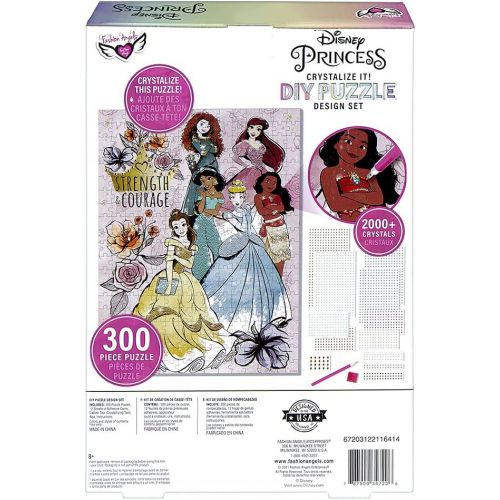  Fashion Angels Disney Princess Crystalize It! Color Coded DIY Puzzle Kit with 2000+ Sparkly Crystal Diamond Gems for Girls and Kids Ages 8 and Up (300 Pieces)