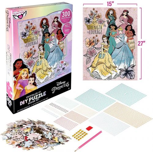  Fashion Angels Disney Princess Crystalize It! Color Coded DIY Puzzle Kit with 2000+ Sparkly Crystal Diamond Gems for Girls and Kids Ages 8 and Up (300 Pieces)