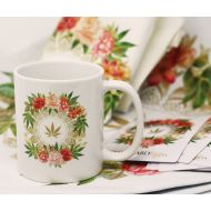 /Fashionablyhigh 420 Cannabis Leaf Coffee Mug Rose buds and flowers cannabis coffee Weed Marijuana Smoke Cup