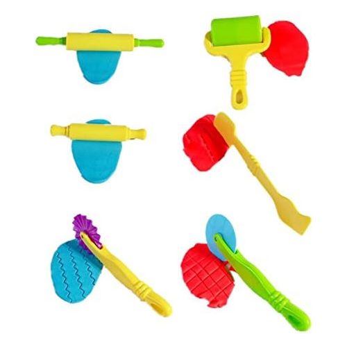  [아마존베스트]Fashionclubs 6pcs/set Plastic Art Clay and Dough Playing Tools Set For Children Ages 3 And Up