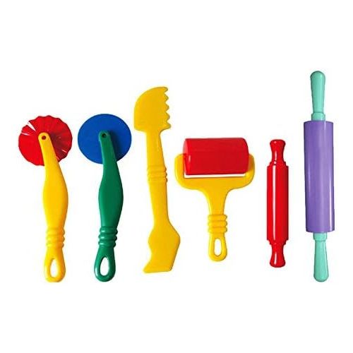  [아마존베스트]Fashionclubs 6pcs/set Plastic Art Clay and Dough Playing Tools Set For Children Ages 3 And Up