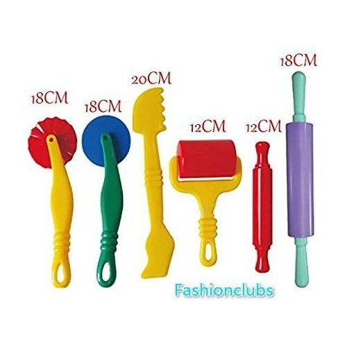  [아마존베스트]Fashionclubs 6pcs/set Plastic Art Clay and Dough Playing Tools Set For Children Ages 3 And Up