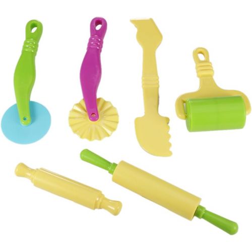  [아마존베스트]Fashionclubs 6pcs/set Plastic Art Clay and Dough Playing Tools Set For Children Ages 3 And Up