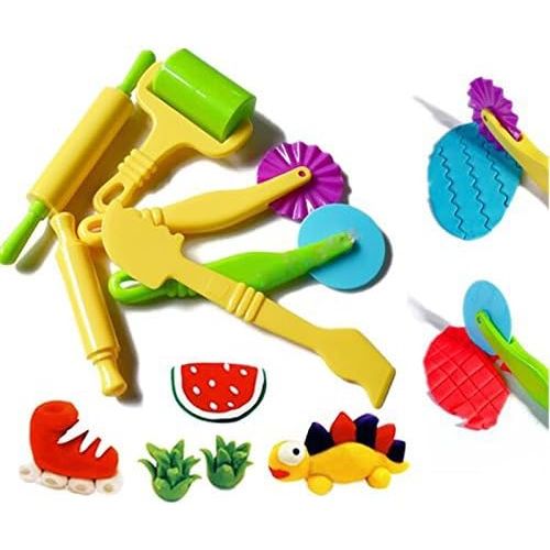  [아마존베스트]Fashionclubs 6pcs/set Plastic Art Clay and Dough Playing Tools Set For Children Ages 3 And Up