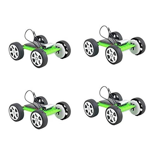  [아마존베스트]Fashionclubs 4pcs/set Children DIY Assemble Solar Power Car Toy Kit Science Educational Gadget Hobby