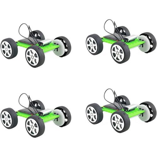  [아마존베스트]Fashionclubs 4pcs/set Children DIY Assemble Solar Power Car Toy Kit Science Educational Gadget Hobby