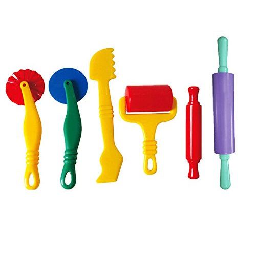  [아마존베스트]Fashionclubs 6pcs/Set Plastic Art Clay and Dough Playing Tools Set for Children Ages 3 and Up