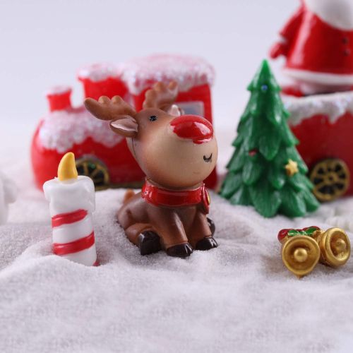  Fashionclubs 28pcs Christmas Miniature Ornament Kits Fairy Garden Miniatures Figurines Accessories for DIY Dollhouse Decoration, Resin Christmas Tree Snowman Santa for Micro Landscape Ornaments