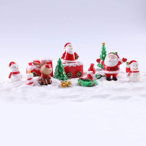  Fashionclubs 28pcs Christmas Miniature Ornament Kits Fairy Garden Miniatures Figurines Accessories for DIY Dollhouse Decoration, Resin Christmas Tree Snowman Santa for Micro Landscape Ornaments