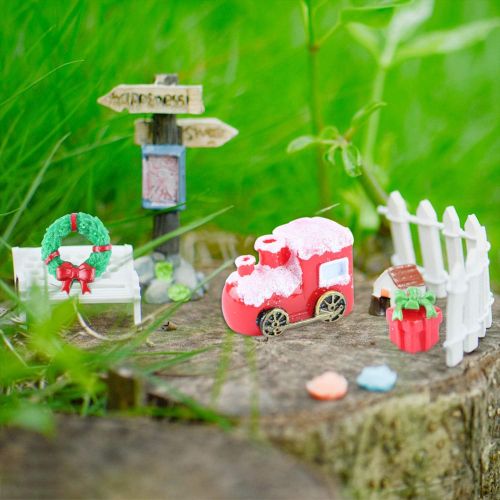  Fashionclubs 28pcs Christmas Miniature Ornament Kits Fairy Garden Miniatures Figurines Accessories for DIY Dollhouse Decoration, Resin Christmas Tree Snowman Santa for Micro Landscape Ornaments