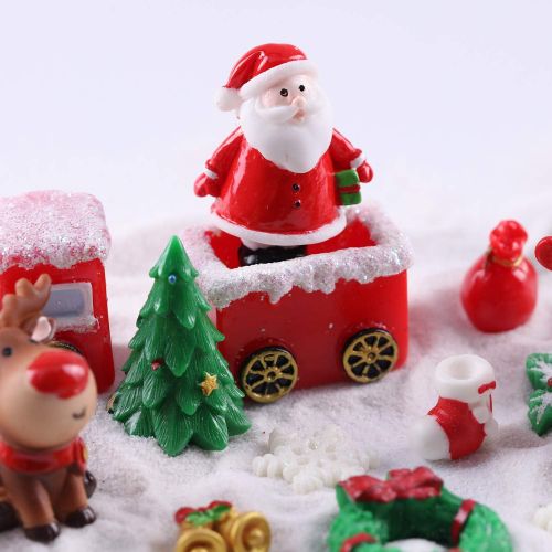  Fashionclubs 28pcs Christmas Miniature Ornament Kits Fairy Garden Miniatures Figurines Accessories for DIY Dollhouse Decoration, Resin Christmas Tree Snowman Santa for Micro Landscape Ornaments