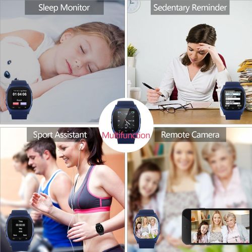  Fashionlive Smart Watch Bluetooth Smartwatch Wireless Sports Touch Screen Wristwatches Phone Pedometer Sleep Monitor for Women Men Android Smartphones (Blue)