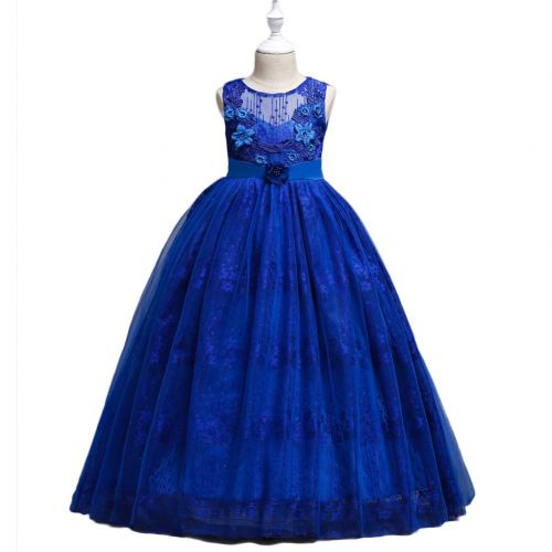  Fashionwu Baby Girls Lace Flower Princess Dress Sweet Elegant Bowknot Long Dress Performance Dress