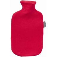 Fashy Red Velour Covered Rubber Hot Water Bottle with Fleece Cover- Made in Germany