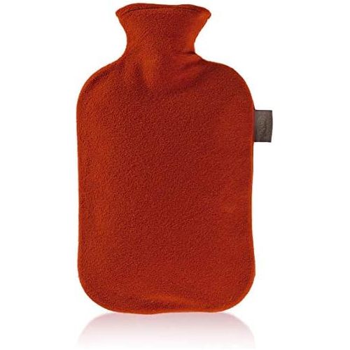  Fashy 6530 Warmflasche mit Vliesbezug 2 L, Farbe kirschrot