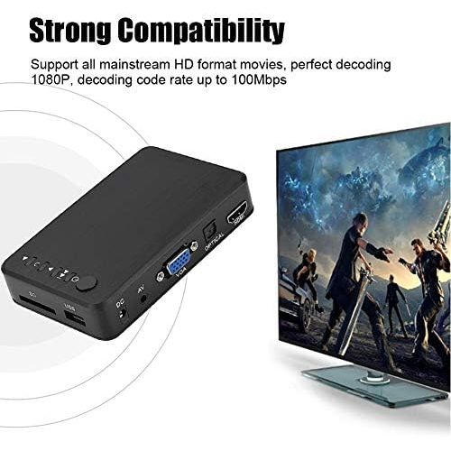  [아마존베스트]-Service-Informationen fasient HDMI Media Player Black 1080P HD Strong Compatibility Audio and Video Multimedia Player with IR Remote Control, Support USB Drive/Mobile Hard Drive/SD Card (EU)