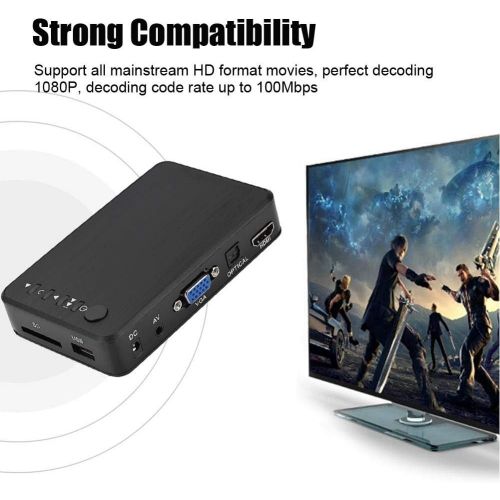  [아마존베스트]-Service-Informationen fasient HDMI Media Player Black 1080P HD Strong Compatibility Audio and Video Multimedia Player with IR Remote Control, Support USB Drive/Mobile Hard Drive/SD Card (EU)