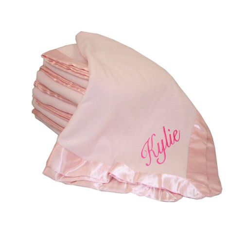  Fastasticdeal Custom Embroidered Monogrammed Name Pink Fleece Personalized Baby Blanket